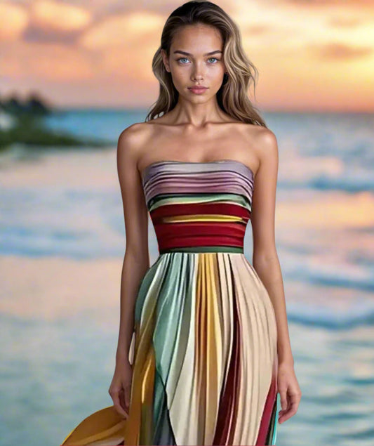 Selia™ | Colorful Strapless Summer Dress