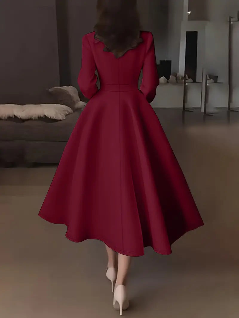 Malia™ | Elegant V-Neck Swing Dress